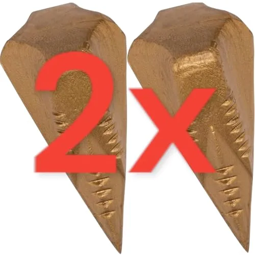 2X Spaltgranate ca.1,6kg Hochwertiger Spaltkeil Keil-Kreuzform Spezialstahl für Holzspaltung Holz Spaltaxt Spalthammer Holzspalter Spaltwerkzeug Drehspaltkeil Drehkeil Fällkeil + 1 Bildmagnet, Gold