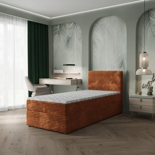 Masseno Boxbett PISA 90x200 cm mit Bonell Matratze und Topper – Eleganz trifft Komfort - Kontinentalbett PISA: Stylisches Design mit großem Bettkasten und ergonomischer Bonell-Matratze für erholsamen Schlaf. Mit gepolstertem Kopfteil und praktischem Topper für zusätzlichen Komfort.