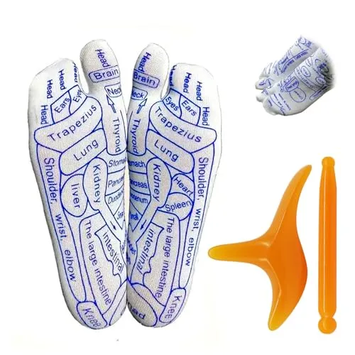 HASAIKA® Fußreflexzonen Socken, Akupressur Massagesocken, Reflexology Chart Socks with Acupressure Pen,Massagesocken Druckpunkt Socken with Massage Tools für Fuß Reflexzonen Massage(Männer)