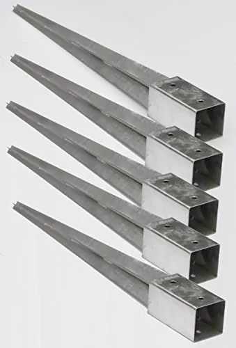 5er Set Pfostenträger 70x70 mm Einschlaghülse Bodenhülse feuerverzinkt für Holzpfosten Zaunpfosten Holzzaun Lamellenzaun wetterfest ohne Betonieren