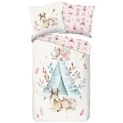 Good Morning Kinderbettwäsche Boho 2-teilig - Bettwäsche-Set aus 100% Baumwolle (Renforcé), maschinenwaschbar bis 40°C, mit praktischem Reißverschluss und wendbarem Design für vielseitige Gestaltung im Kinderzimmer.