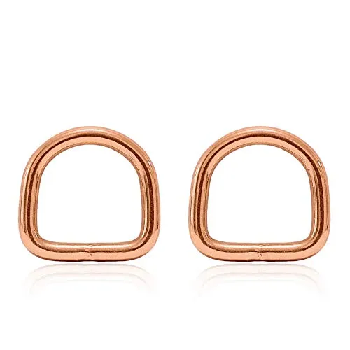 Ganzoo D - Ring aus Stahl, 2er Set, Innenmaß 15mm, Materialstärke 3mm, DIY Hunde-Halsband, nichtrostend, geschweißt, Ideal mit Paracord 550, Farbe Rose-Gold