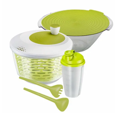 WESTMARK Salatschleuder 4 tlg. Set mit Salatbutler und Dressingshaker - Praktisches Salat-Set für müheloses Waschen und Trocknen von Salat. Ergonomischer Knauf für optimale Schleuderleistung, inklusive funktionaler Aufbewahrungsschüssel.