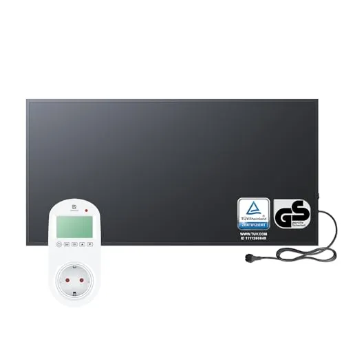 BR Bringer Infrarotheizung 1200 Watt - Energiesparend mit Thermostat - Elektroheizkörper mit schneller Wärmeverteilung, ideal für Asthmatiker. Modernes Design, einfache Bedienung per Fernbedienung oder App, 5 Jahre Garantie.