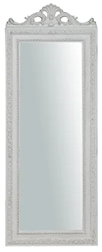 Biscottini Wandspiegel 35x4x90cm vertikal/horizontal - Spiegel antikiertem weißem Finish - Ganzkörperspiegel weiß - Badspiegel barock