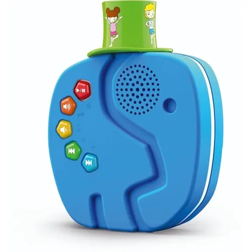 TechniSat TECHNIFANT - Audioplayer und Bluetooth-Lautsprecher für Kinder - Kinder-Musikbox mit Nachtlicht und 10 Std. Akku-Laufzeit, ideal für unterwegs und ohne Internet nutzbar. Inklusive Hütchen mit Audioinhalten.