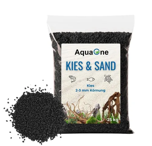 Aquaone Aquarienkies 20 kg – Premium Schwarzer Quarzkies für Aquarien - Aquarium-Bodengrund: 20 kg schwarzer Quarzkies (2-3 mm), ungiftig für Fische und ideal für Süß- und Meerwasseraquarien. Mit Kunstharzummantelung für sicheres Lebensumfeld.