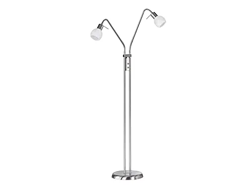 meineWunschleuchte Kleine Stehleuchte mit Flexarm Leselampen, Silber mit Glasschirm, Höhe 125cm