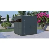 Gartenhaus Bertilo Design HPL 230 x 236 cm - grau-anthrazit - Modernes Gartenhaus mit Flachdach aus hochwertigem HPL, ideal für stilvolle Aufbewahrung im Garten.