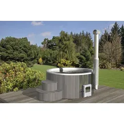Wolff Finnhaus Badebottich Hot Tub Ø 200 cm Thermoholz mit Außenofen