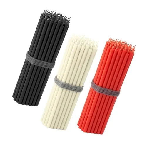 NKlaus 150x Stabkerzen Set 16 cm – Schwarz, Weiß & Rot - Kerzensets mit 150 tropffreien & rußfreien Stabkerzen in 3 eleganten Farben – ideal für stilvolle Tischgestaltung bei Hochzeiten und Events.