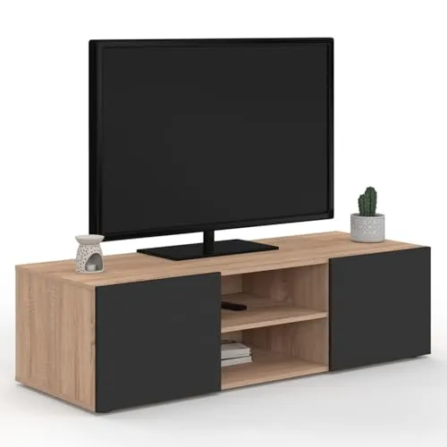 IDMarket - TV-Schrank 113 cm ELI Buchenholz Türen schwarz