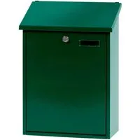 PROREGAL Wandbriefkasten Sebastian mit Schrägdach und Namensschild - Hochwertiger Wandbriefkasten aus Stahl mit praktischer Einwurföffnung (30 x 4 cm) und Namensschild. Ideal für den täglichen Gebrauch, robust und stilvoll in grün. Maße: 44,5 x 32,5 x 16 cm.