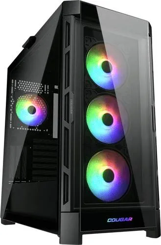 Cougar DUOFACE PRO RGB PC-Gehäuse - Mid Tower PC-Gehäuse in Schwarz mit RGB-Beleuchtung für optimierte Kühlung und modernes Design, ideal für Gaming-Enthusiasten.