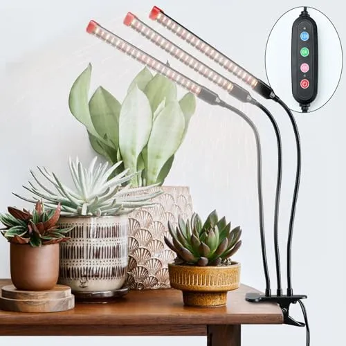 FECiDA 27W Clip Pflanzenlampe 3000 Lumen, Vollspektrum Pflanzenlampe mit Zeitschaltuhr für Zimmerpflanzen, Grow Light mit High PPFD Wachstumslampen für Blumen, Gemüse, Hydroponik mit Timer 4,8,12 Hr