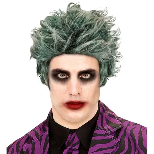 W WIDMANN MILANO Party Fashion 06741 - Perücke böser Clown, grau-grün, Psycho, Halloween, Karneval, Mottoparty