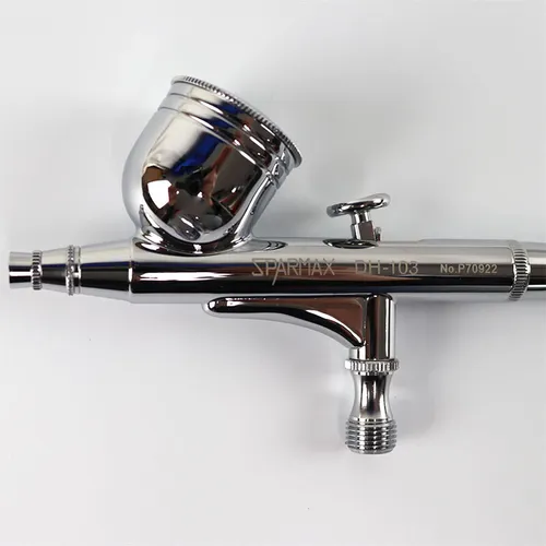 Sparmax DH 103 Airbrushpistole mit Adapter - Modellbauzubehör mit 0,3 mm Düse für präzise Detailarbeiten, ideal für Grafiker und Retuscheure. Justierbare Farbmenge für optimale Ergebnisse.