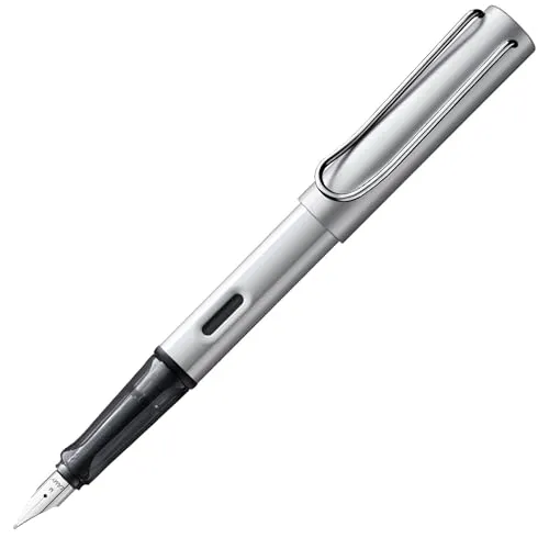 Lamy AL-star whitesilver Füller – Ergonomischer Füllhalter mit polierter Stahlfeder - Füller aus leichtem Aluminium mit ergonomischem Griff für müheloses Schreiben. Inkl. blauer Tintenpatrone, ideal für Schüler, Studenten und Büro. Perfekt für jede Schreibsituation!