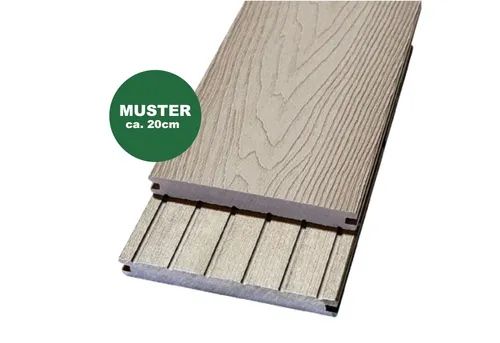 Woodstore24 Terrassendielen WoodoMalta WPC Massivdiele in Holzoptik für den Garten mit Clipsystem, (Bodenbelag Komplettset mit Unterkonstruktion, Clip-Befestigung, 2,4m L x 14,6cm B x 1,8cm Stärke, in grau, anthrazit & braun), Holzoptik, Klicksystem, Außenbereich, Gastronomie geeignet, wetterfest