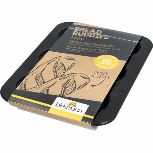 Birkmann Bread Buddies Mini-Baguetteblech Backblech Brotbackform 25.5 x 18.5 cm
