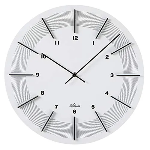 Atlanta Moderne große Wanduhr Quarz 40 cm - Wanduhren, exklusive Designerwanduhr mit hochwertigem MDF-Gehäuse und erhabenen Ziffern für ein modernes Ambiente.