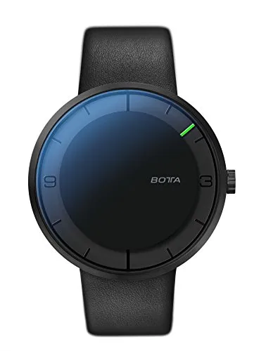botta Einzeigeruhr Herren Schweizer Automatikwerk mit Lederarmband NOVA (44 mm, Black Edition)