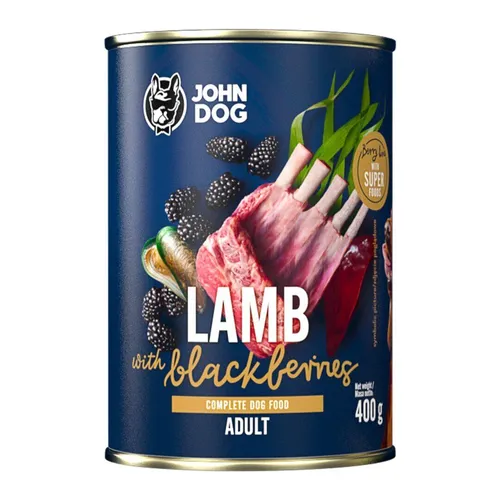 John Dog Berry Adult Lamm Mit Brombeeren 400g Nassfutter Für Hunde, 96% Fleisch