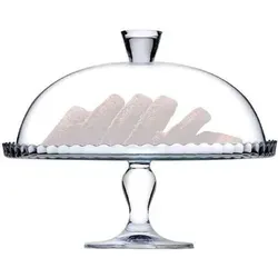 Pasabahce Patisserie-Etagere mit Deckel, 32x32x26 cm - Elegante Patisserie-Etagere aus transparentem Glas, ideal zum stilvollen Servieren von Kuchen und Desserts.
