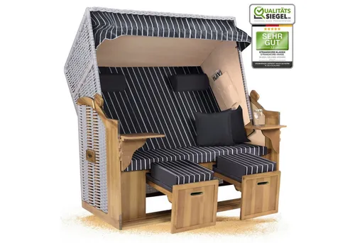 Strandkorb Hanse XXL 2,5-Sitzer Ostsee Volllieger Beige Anthrazit
