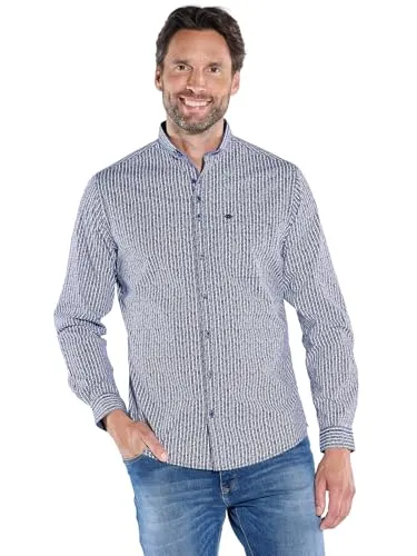 engbers Herren Herren Langarm-Hemd gestreift, Marineblau, 39124, Marineblau in Größe L