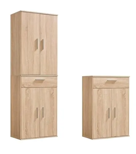 mokebo Schrank-Set Die Allzweckwaffe, (2er-Set) - Schranksysteme mit individuellem Stauraum für Flur, Arbeitszimmer oder Wohnzimmer. MADE IN GERMANY aus beständiger Spanplatte, ideal für wenig Platz und schmalen Budget.