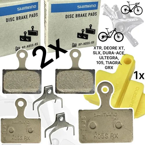Shimano K05S-RX Resin XT XTR 105 Disc Scheibenbremsbeläge + Bleedblock SET 2 x