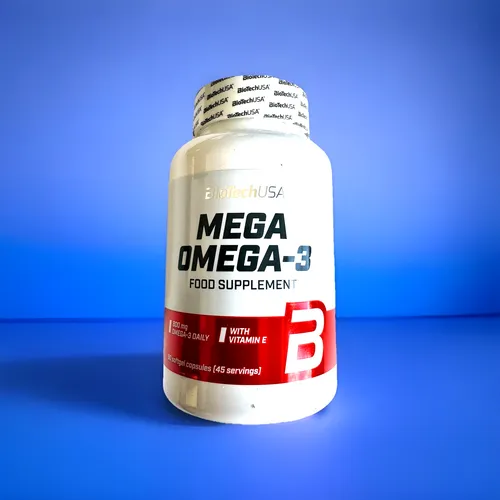 BioTechUSA Mega Omega 3 - 180 Kapseln - Sportnahrung mit 70% EPA und DHA, unterstützt Herz-Kreislauf und Gehirnfunktion, enthält zusätzlich Vitamin E für antioxidativen Schutz.