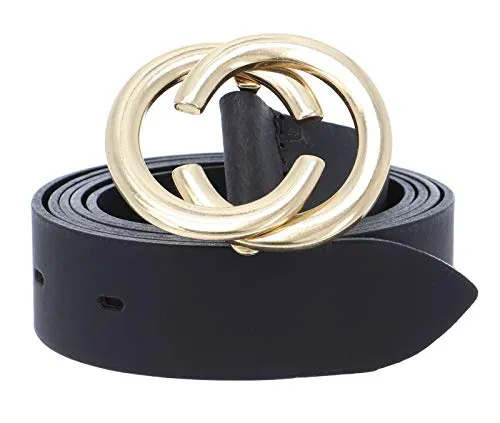 Vanzetti Ledergürtel - 100% Leder - Hochwertiger schwarzer Gürtel aus 100% Leder mit Koppelschließe, ideal für stilvolle Outfits und langlebigen Tragekomfort.