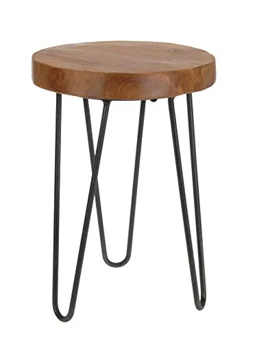 Spetebo Teak Holz Hocker 42 cm - Massivholz Sitzhocker - Gartenhocker aus hochwertigem Teakholz und Metall, ideal als Sitz- oder Blumenhocker. Naturprodukt mit einzigartigen Farben und Maserungen, fertig montiert und bereit für den Einsatz.