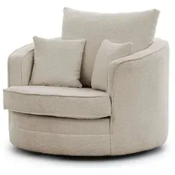 S-Style Möbel Drehsessel Ted Love Seat XXL - 360° drehbar aus Boucle-Stoff - Funktionssessel mit 360° Drehfunktion und luxuriöser Bouclé-Polsterung für höchsten Komfort. Inkl. 3 Kissen, ideal zum Entspannen und Lesen.