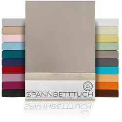 Beautex Spannbettlaken Spannbetttuch Bettlaken aus gekämmter Baumwolle Premium Jersey 160g/m2, Jersey, Gummizug: rundum, (1 Stück) grau 100 cm x 200 cm
