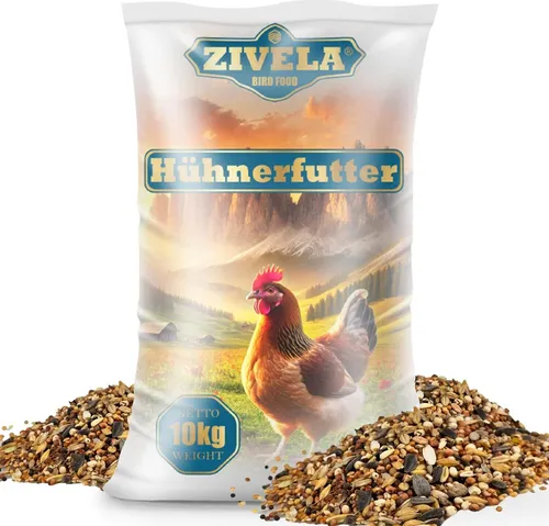 ZIVELA 10kg Hühnerfutter Geflügelkörnerfutter Körnerfutter | Geflügelfutter für Hühner, Gänse, Enten Non-GMO, 100% natürlich | Körnermischung 10 kg