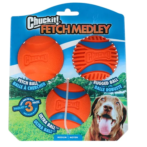 Chuckit! - Fetch Medley - 3er Ballset - Größe M - Hundespielzeug - Apportieren