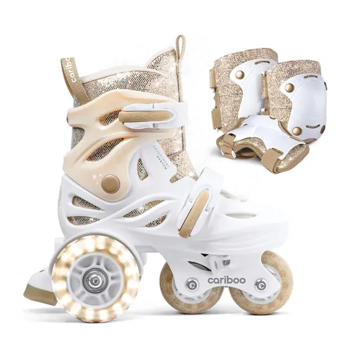 Cariboo Ballerina Kinder-Inlineskates mit Schutzset – XS Gold