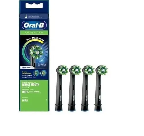 Oral-B CrossAction 80339540 Elektrischer Zahnbürstenkopf 3 Stück Schwarz - Zahnpflegeartikel mit 16° abgewinkelten Borsten für bis zu 100 % mehr Plaque-Entfernung. Perfekt für eine gründliche Mundreinigung und kompatibel mit den meisten Oral-B Zahnbürsten.