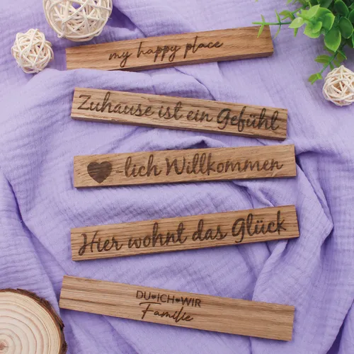 Stück Holzleisten Eiche je 22x8x160mm Bastelklötzchen mit Text 08 Zuhause 2 5