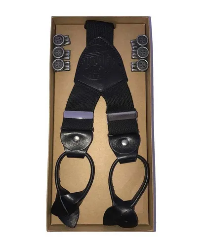 LLOYD 05 120 Hosenträger Leder Rückenteil und Roll-Clips, Schwarz, 35mm - Herren-Gürtel: Hochwertige 3-streifige Hosenträger mit traditioneller Lederausstattung und 6 Rollclips für perfekten Halt ohne Knöpfe.