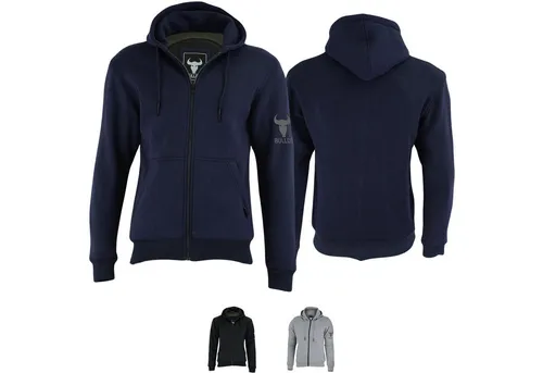 BULLDT Herren Motorrad Hoodie mit 4 CE-Protektoren in blau von BULLDT