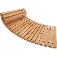COSTWAY Gartenweg Holz ausrollbar, gebogener Gehweg - Vinylböden – Hochwertiger, rutschfester Gartenweg aus Tannenholz, der sich platzsparend aufrollen lässt. Ideal für Gärten und Terrassen, sorgt für saubere Schuhe und ist einfach zu reinigen.