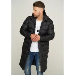 SOULSTAR Herren Parka mit Kapuze als Winterjacke - Langer Steppmantel S2JURGA Herren warmer Wintermantel Steppjacke Pufferjacke - Schwarz - L