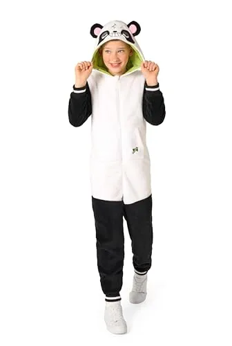 Opposuits Kostüm Panda Onesie für Kinder - Kostüm für Kinder, kuscheliger Kapuzenoverall aus 100% Polyester, perfekt für Karneval und zum Spielen!