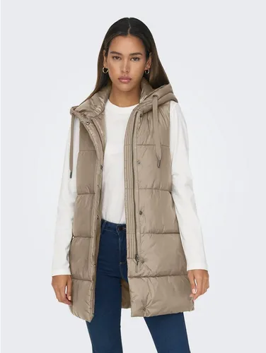 ONLY Steppweste ONLASTA – Lange Steppweste mit Kapuze für kalte Tage regular fit, modisch, Web, Polyester, Kapuze