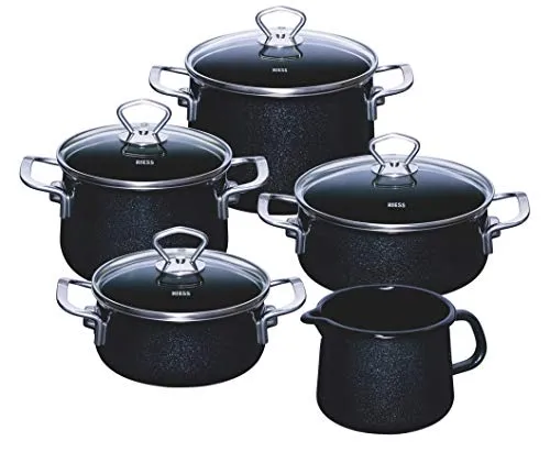 Riess Familien-Set 5tlg. BLACK MAGIC, Emaille