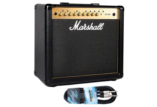 Marshall MG50GFX Gitarren-Verstärker mit Kabel - Vielseitiger 50W Transistorverstärker mit 4 Kanälen und integriertem Reverb. Ideal für Gigs und Studioaufnahmen, inklusive Fußschalter für einfache Kanalwechsel.